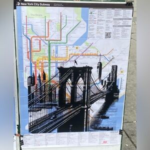 Original New York City Subway Map Artwork - Brooklyn Bridge